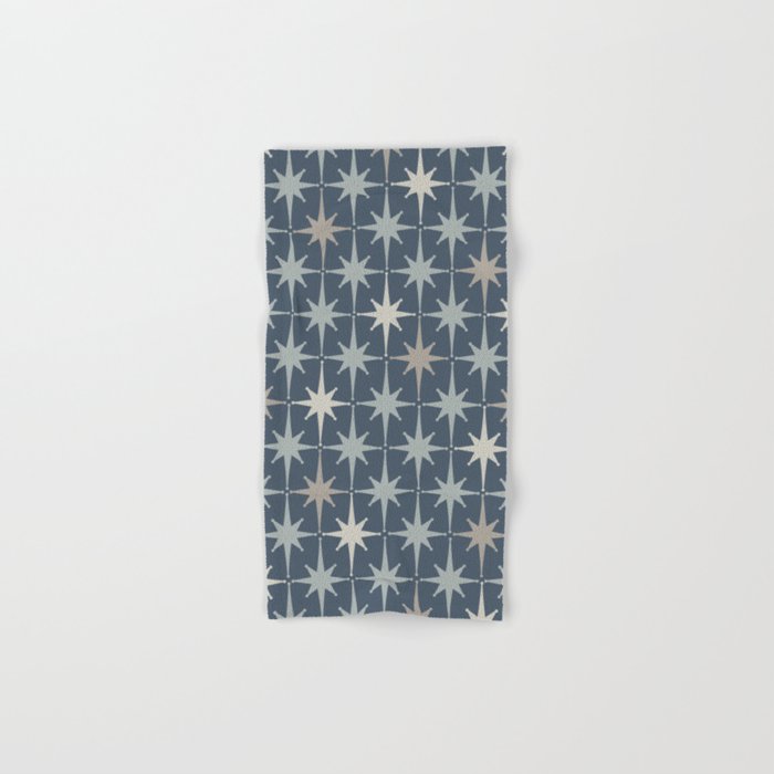 Midcentury Modern Atomic Starburst Pattern in Neutral Blue Gray Tones Bath Towel Gallery Image 1