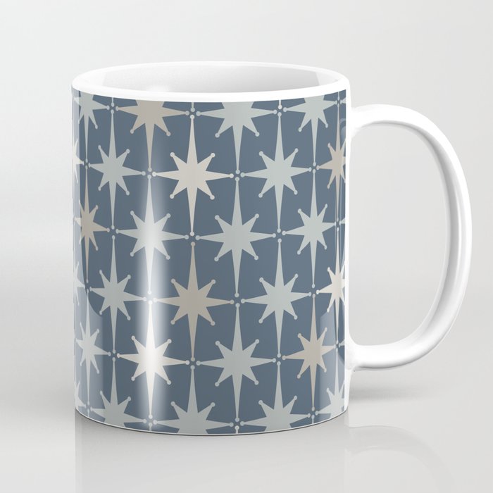 Midcentury Modern Atomic Starburst Pattern in Neutral Blue Gray Tones Coffee Mug Gallery Image 1
