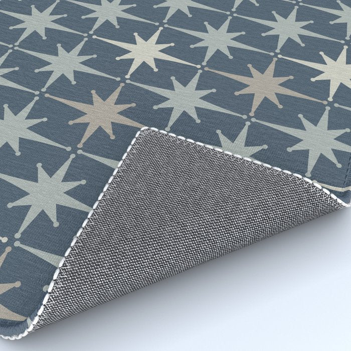 Midcentury Modern Atomic Starburst Pattern in Neutral Blue Gray Tones Rug Gallery Image 4