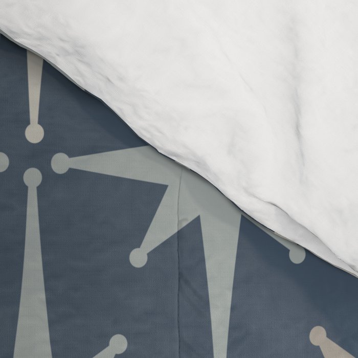 Midcentury Modern Atomic Starburst Pattern in Neutral Blue Gray Tones Comforter Gallery Image 4
