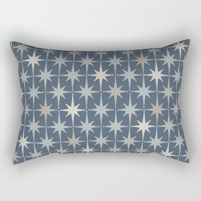 Midcentury Modern Atomic Starburst Pattern in Neutral Blue Gray Tones Rectangular Pillow Gallery Image 2