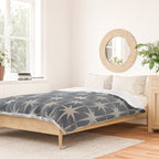 Midcentury Modern Atomic Starburst Pattern in Neutral Blue Gray Tones Duvet Cover Gallery Image 2