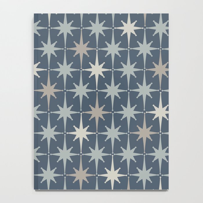 Midcentury Modern Atomic Starburst Pattern in Neutral Blue Gray Tones Notebook Gallery Image 4