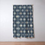 Midcentury Modern Atomic Starburst Pattern in Neutral Blue Gray Tones Window Curtain Gallery Image 3