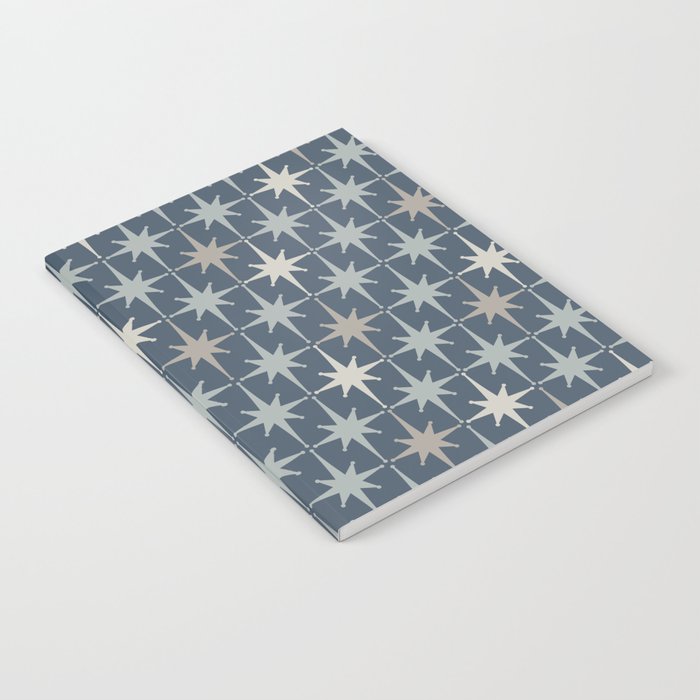 Midcentury Modern Atomic Starburst Pattern in Neutral Blue Gray Tones Notebook Gallery Image 2