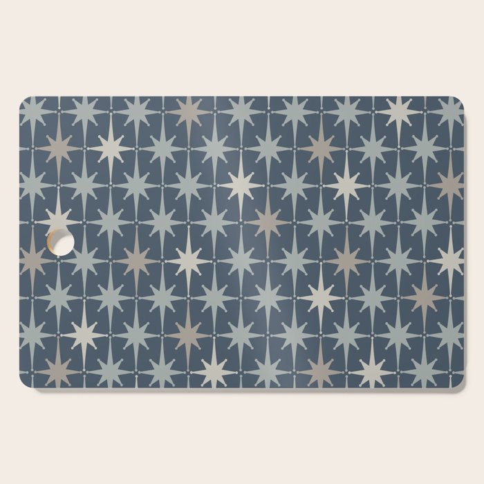Midcentury Modern Atomic Starburst Pattern in Neutral Blue Gray Tones Cutting Board Gallery Image 1