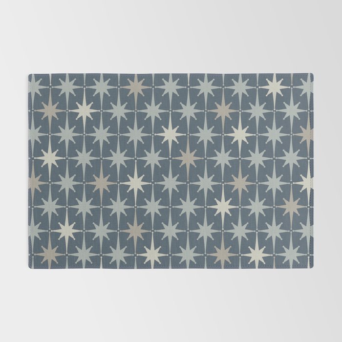 Midcentury Modern Atomic Starburst Pattern in Neutral Blue Gray Tones Rug Gallery Image 2