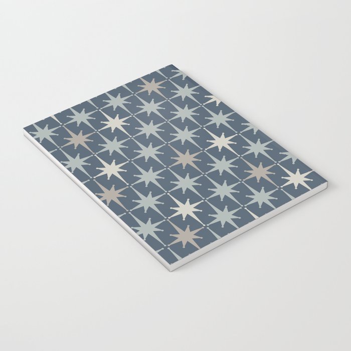 Midcentury Modern Atomic Starburst Pattern in Neutral Blue Gray Tones Notebook Gallery Image 3