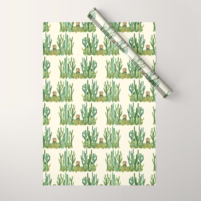 In my happy place - hedgehog meditating in cactus jungle Wrapping Paper Gallery Image 1
