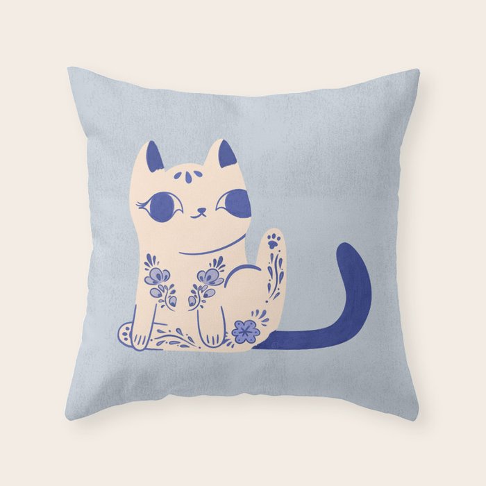 Delft Pottery Cat Butt Throw Pillow Gallery Image 6