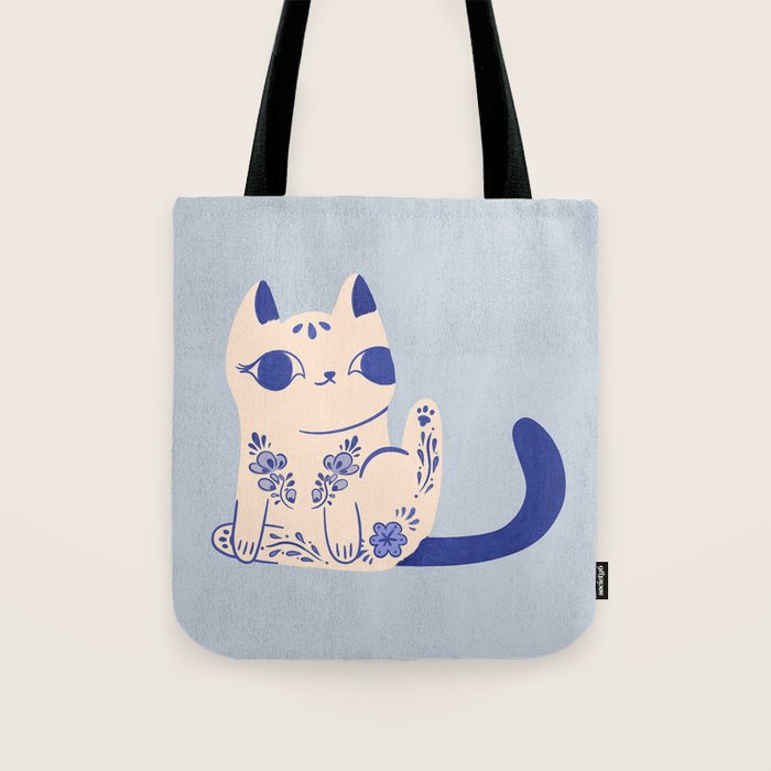 Delft Pottery Cat Butt Tote Bag Gallery Image 1