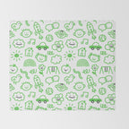 Green eco friendly children doodle pattern Throw Blanket Gallery Image 2