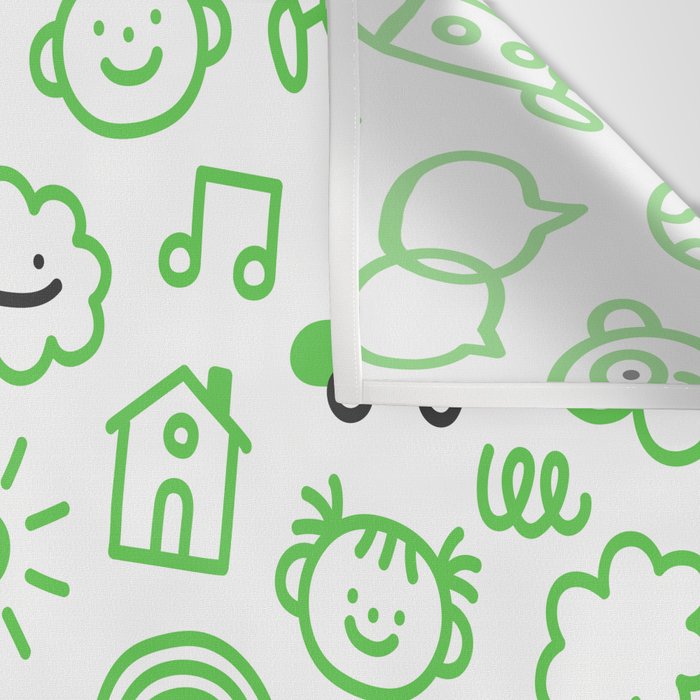 Green eco friendly children doodle pattern Wall Tapestry Gallery Image 3