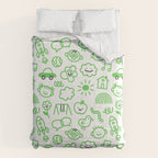 Green eco friendly children doodle pattern Comforter Gallery Image 6