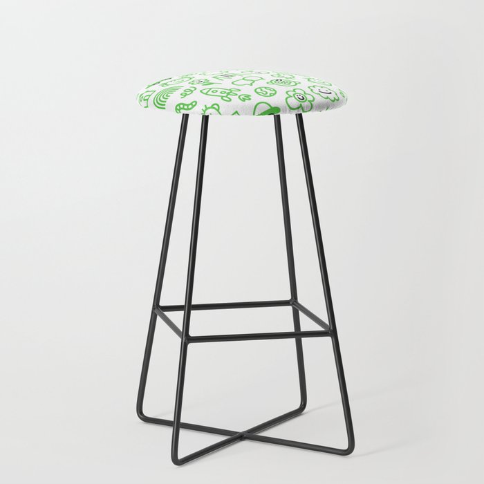 Green eco friendly children doodle pattern Stool Gallery Image 1