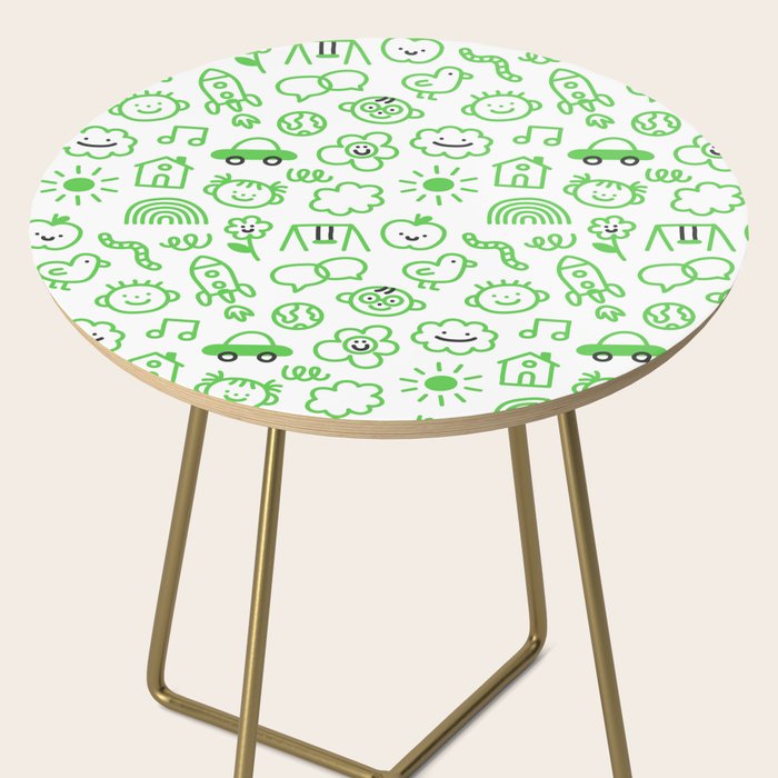 Green eco friendly children doodle pattern Side Table Gallery Image 2