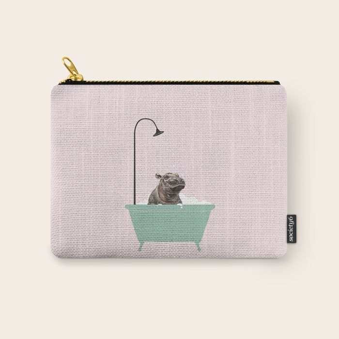Hippo Enjoying Bubble Bath Carry All Pouch Gallery Image 1