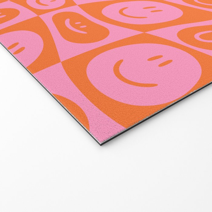 Retro happy face checkered pattern Welcome Mat Gallery Image 2