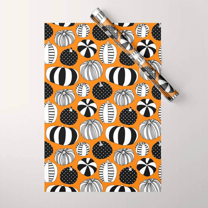 Autumn pumpkin harvest art pattern Wrapping Paper Gallery Image 1
