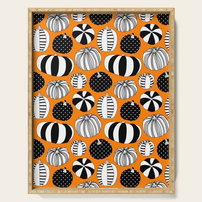 Autumn pumpkin harvest art pattern Serving Tray Gallery Image 1