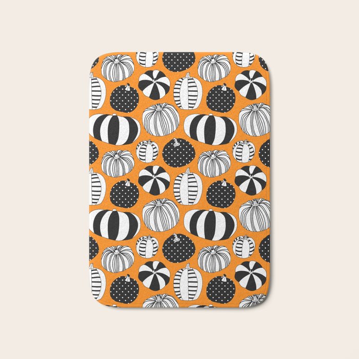 Autumn pumpkin harvest art pattern Bath Mat Gallery Image 1