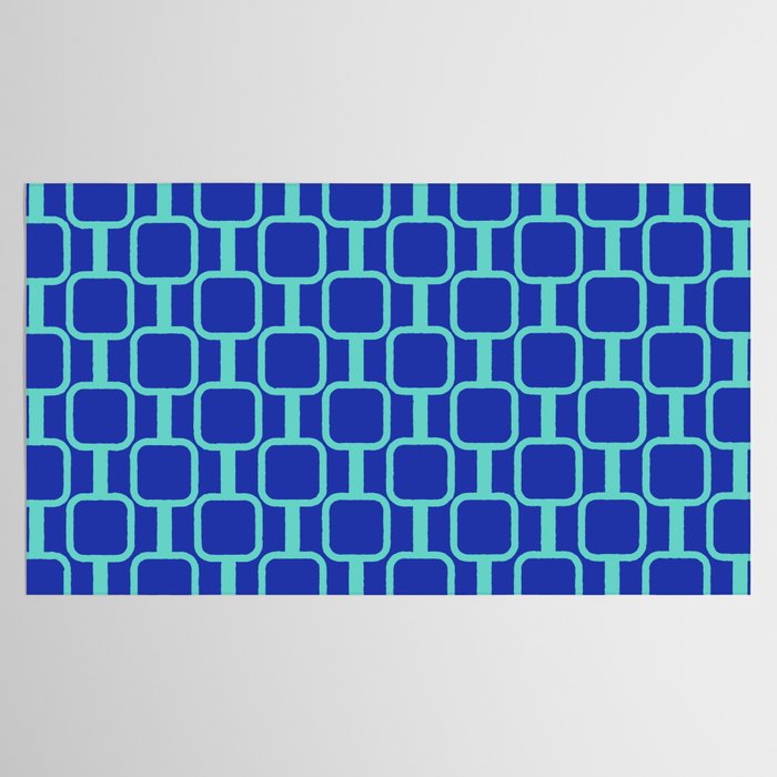 Mod Links Mid Century Modern Geometric Pattern Blue Aqua Tablecloth Gallery Image 2