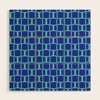 Mod Links Mid Century Modern Geometric Pattern Blue Aqua Wood Wall Art Gallery Image 1