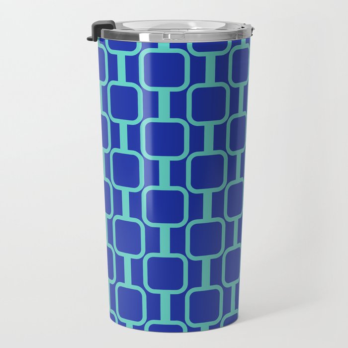 Mod Links Mid Century Modern Geometric Pattern Blue Aqua Travel Mug Gallery Image 3
