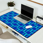 Mod Links Mid Century Modern Geometric Pattern Blue Aqua Desk Mat Gallery Image 2