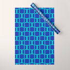 Mod Links Mid Century Modern Geometric Pattern Blue Aqua Wrapping Paper Gallery Image 1
