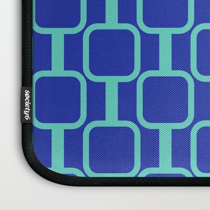 Mod Links Mid Century Modern Geometric Pattern Blue Aqua Laptop Sleeve Gallery Image 3