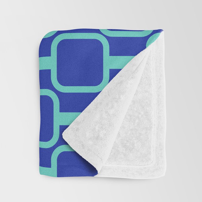 Mod Links Mid Century Modern Geometric Pattern Blue Aqua Throw Blanket Gallery Image 3
