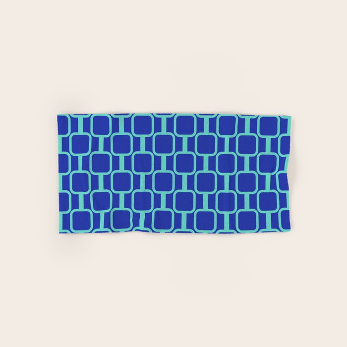 Mod Links Mid Century Modern Geometric Pattern Blue Aqua Bath Towel Gallery Image 1