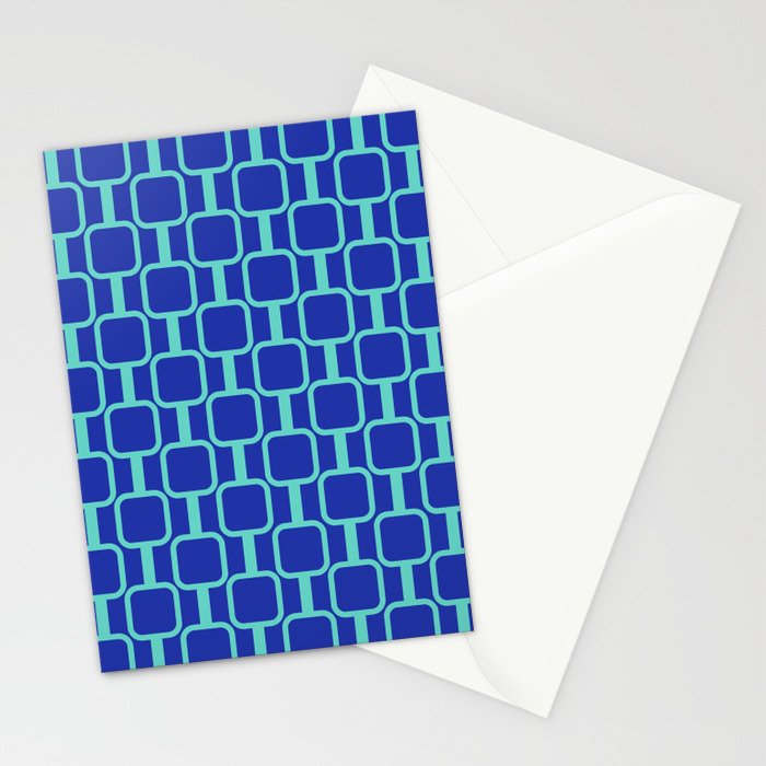 Mod Links Mid Century Modern Geometric Pattern Blue Aqua Stationery Card Gallery Image 2