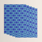 Mod Links Mid Century Modern Geometric Pattern Blue Aqua Wrapping Paper Gallery Image 3