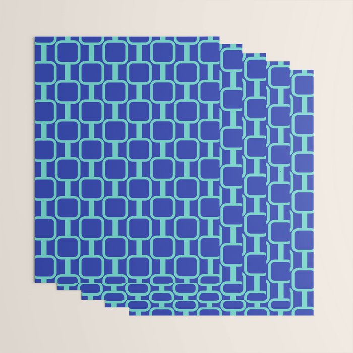 Mod Links Mid Century Modern Geometric Pattern Blue Aqua Wrapping Paper Gallery Image 3