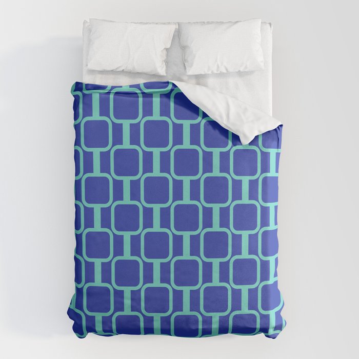 Mod Links Mid Century Modern Geometric Pattern Blue Aqua Duvet Cover Gallery Image 6