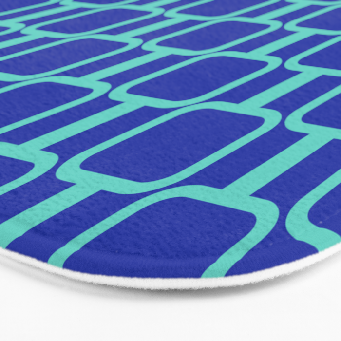 Mod Links Mid Century Modern Geometric Pattern Blue Aqua Bath Mat Gallery Image 3