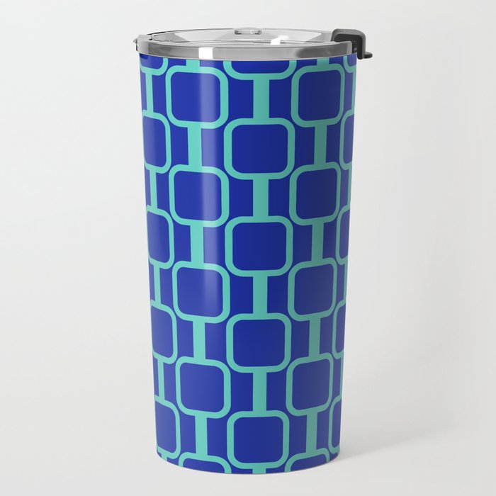 Mod Links Mid Century Modern Geometric Pattern Blue Aqua Travel Mug Gallery Image 2