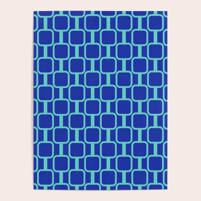 Mod Links Mid Century Modern Geometric Pattern Blue Aqua Poster Gallery Image 4