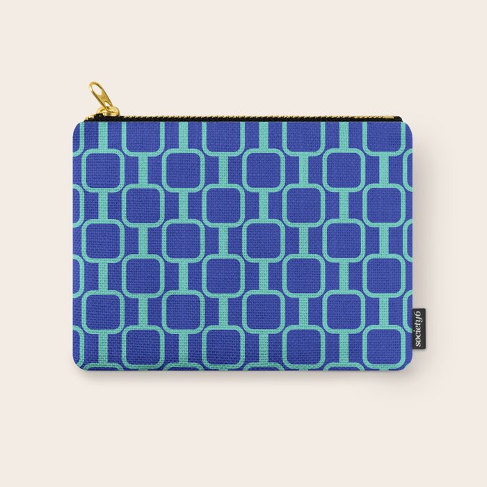 Mod Links Mid Century Modern Geometric Pattern Blue Aqua Carry All Pouch Gallery Image 1