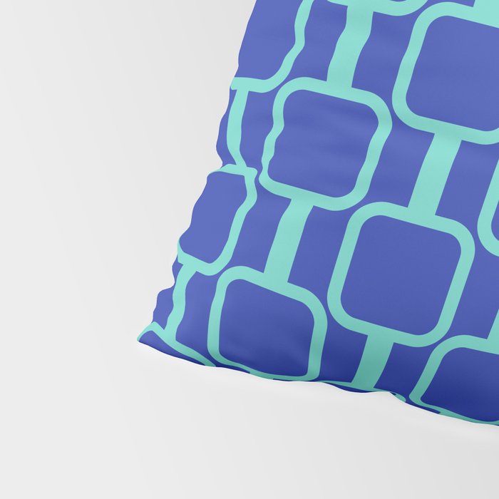 Mod Links Mid Century Modern Geometric Pattern Blue Aqua Pillow Sham Gallery Image 4
