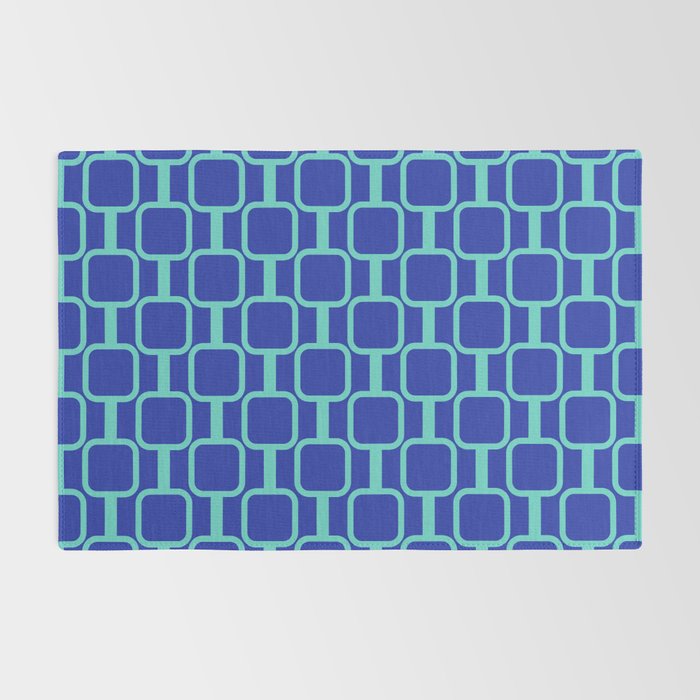 Mod Links Mid Century Modern Geometric Pattern Blue Aqua Rug Gallery Image 2
