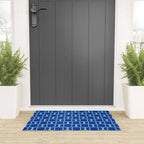 Mod Links Mid Century Modern Geometric Pattern Blue Aqua Welcome Mat Gallery Image 3