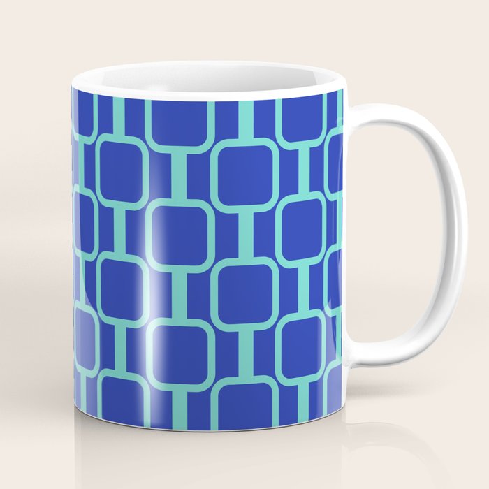 Mod Links Mid Century Modern Geometric Pattern Blue Aqua Coffee Mug Gallery Image 1