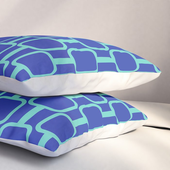 Mod Links Mid Century Modern Geometric Pattern Blue Aqua Pillow Sham Gallery Image 3