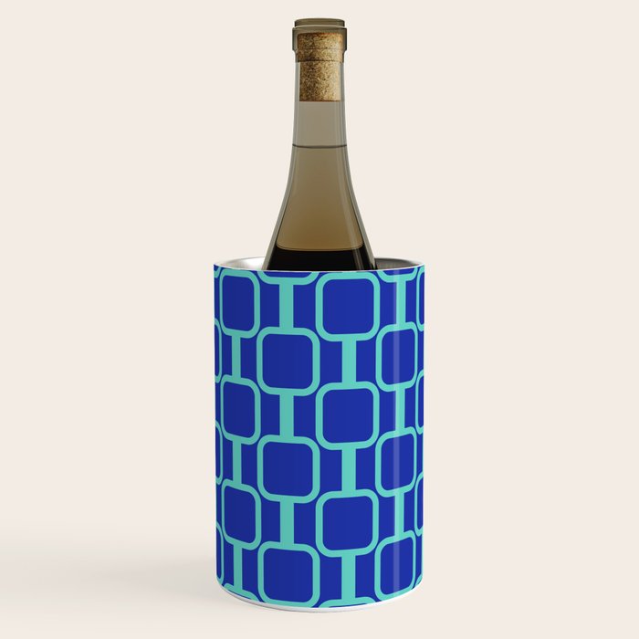 Mod Links Mid Century Modern Geometric Pattern Blue Aqua Wine Chiller Gallery Image 1