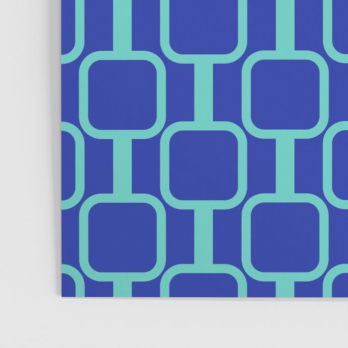Mod Links Mid Century Modern Geometric Pattern Blue Aqua Poster Gallery Image 3