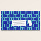 Mod Links Mid Century Modern Geometric Pattern Blue Aqua Desk Mat Gallery Image 1
