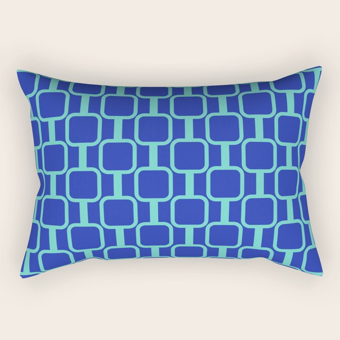 Mod Links Mid Century Modern Geometric Pattern Blue Aqua Rectangular Pillow Gallery Image 2